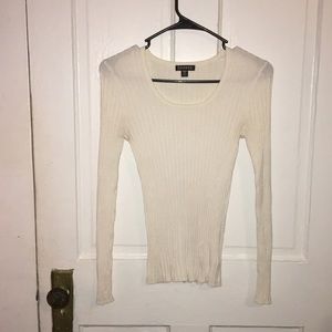White Ribbed Light Sweater Pullover XS